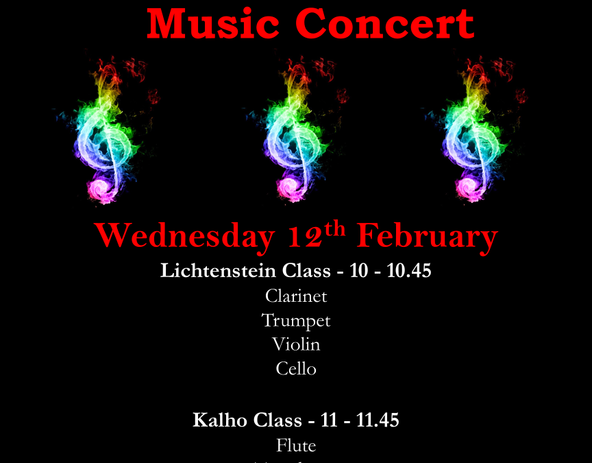 School Music Concert : 12th February -Year 5