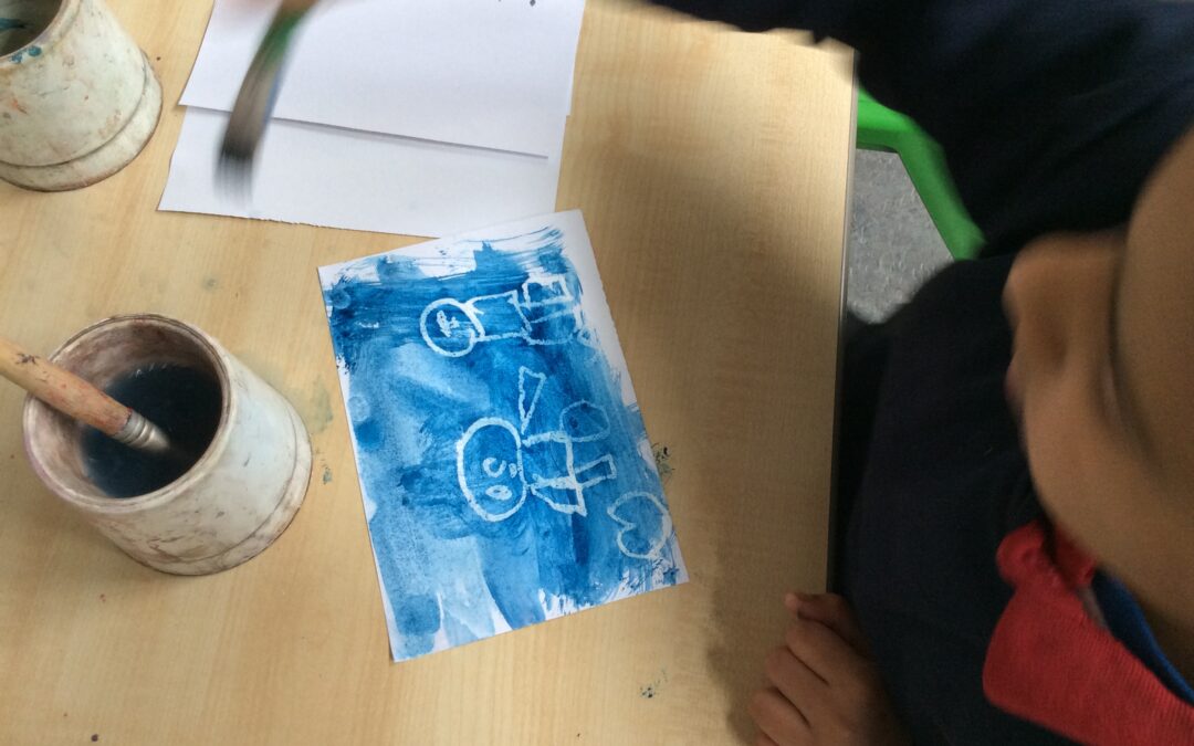 STEAM in Tagore: white crayon magic painting